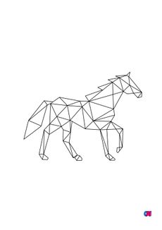 Coloriage Animaux géométriques - Un cheval