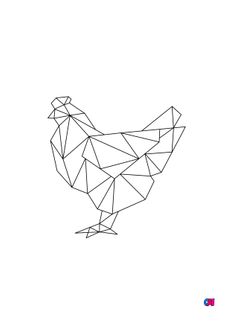 Coloriage Animaux géométriques - Une poule