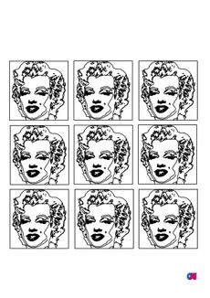 Coloriages de bâtiment et d'oeuvres d'art - Andy Warhol - Dyptique Marilyn