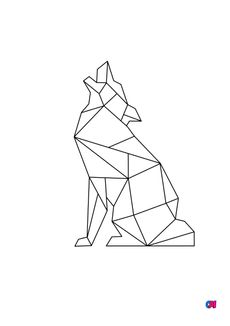 Coloriage Animaux géométriques - Loup