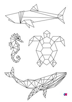 Coloriage Animaux géométriques - Animaux géométriques marins