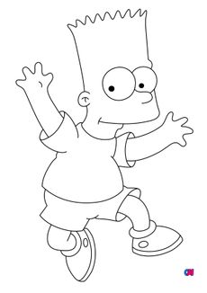Coloriage Simpson - Bart Simpson saute
