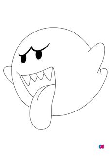 Coloriage Mario - Boo, ennemi de Mario