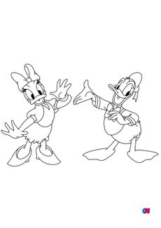 Coloriages à imprimer Disney - Daisy et Donald Duck saluent