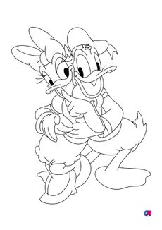 Coloriages à imprimer Disney - Daisy et Donald très complices