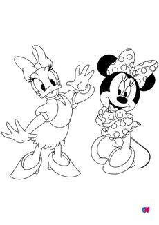 Coloriages à imprimer Disney - Daisy et Minnie joyeuses