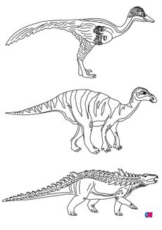Coloriage de dinosaures - Des dinosaures, Iguanodon, Arcanthopholis et Zanabazar