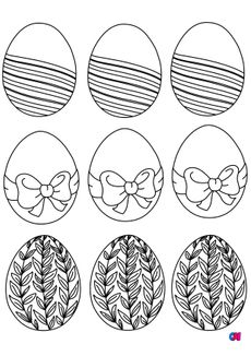 Coloriage Pâques - Des œufs de Pâques aux décors bien différents