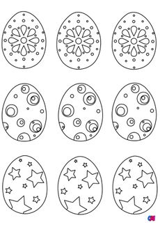 Coloriage Pâques - Des œufs de Pâques aux décors différents