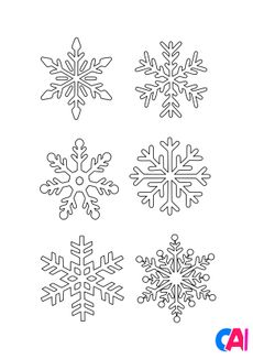 Coloriage de Noël - Différentes formes de flocons de neige