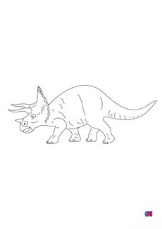 Coloriage de dinosaures - Triceratops