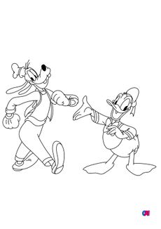 Coloriages à imprimer Disney - Donald et Dingo