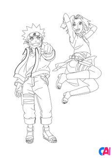 Coloriage Naruto - Duo de choc