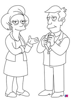 Coloriage Simpson - Edna Krapabelle et Seymour Skinner