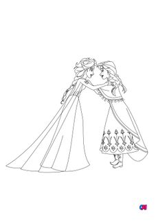 Coloriage la reine des neiges - Elsa et Anna
