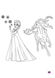 Coloriage la reine des neiges - Elsa et Nokk