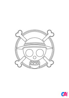 Coloriage One Piece - Emblème de l'équipage du chapeau de paille