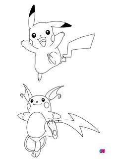 Coloriage Pokémon - Évolution de Pikachu