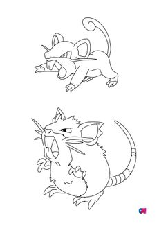 Coloriage Pokémon - Évolution de Rattata