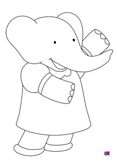 Coloriage Babar - Flore