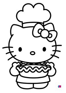 Coloriage Hello Kitty - Hello Kitty cuisine