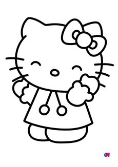 Coloriage Hello Kitty - Hello Kitty est heureuse