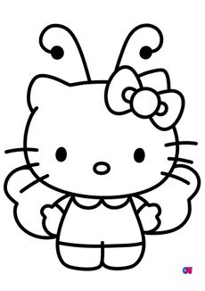 Coloriage Hello Kitty - Hello Kitty est un joli papillon