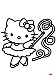 Coloriage Hello Kitty - Hello Kitty fait de la danse