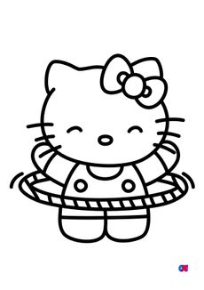 Coloriage Hello Kitty - Hello Kitty fait du hula hoop