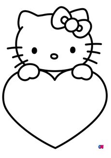Coloriage Hello Kitty - Hello Kitty porte un cœur