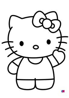 Coloriage Hello Kitty - Hello Kitty salue