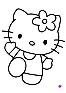 Coloriage Hello Kitty - Hello Kitty salue en courant