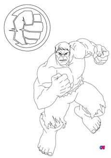Coloriage Avengers - Hulk et son symbole