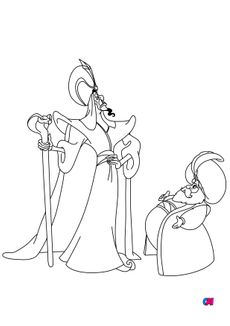 Coloriage Aladdin - Jafar et le sultan en pleine conversation