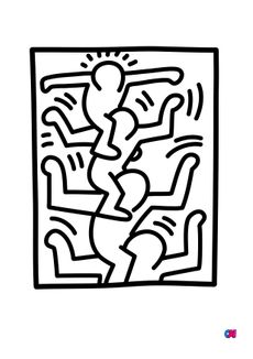 Coloriages de bâtiment et d'oeuvres d'art - Keith Haring - People Tree