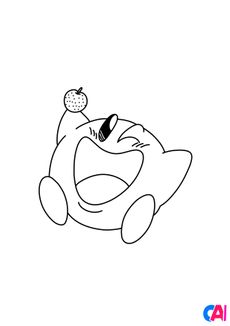 Coloriage de Kirby - Kirby tient une orange