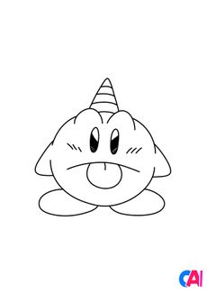 Coloriage de Kirby - Kirby tire la langue