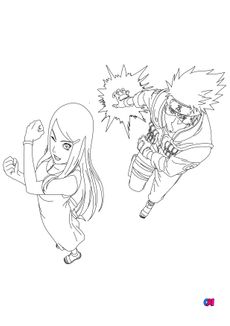 Coloriage Naruto - Kushina et Kakashi réunis