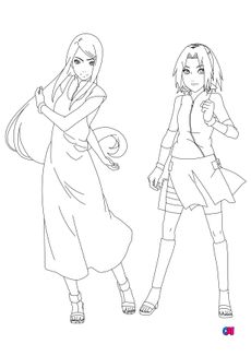 Coloriage Naruto - Kushina et Sakura
