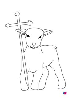 Coloriage Pâques - L'agneau pascal