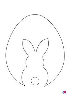 Coloriage Pâques - La silhouette d'un lapin et d'un œuf de Pâques