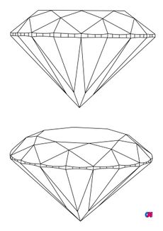 Coloriage de diamants - Le diamant taille brillant de profil et en 3D