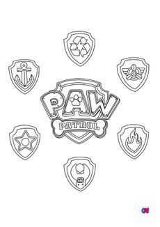 Coloriage Pat Patrouille - Les badges et Logo de la Pat'Patrouille