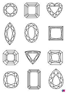 Coloriage de diamants - Les formes classiques du diamant