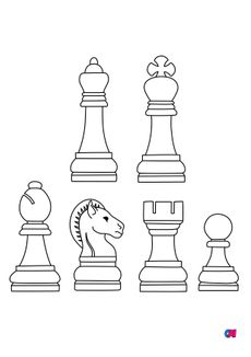 Coloriage Les échecs - Les pièces de l'échiquier