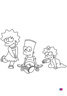 Coloriage Simpson - Lisa, Bart et Maggie Simpson