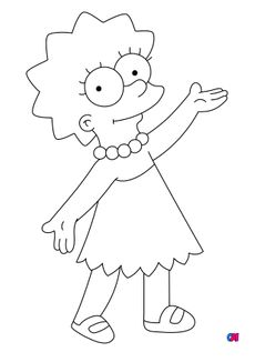 Coloriage Simpson - Lisa Simpson salue