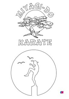 Coloriage Karaté Kid - Logo Miyagi-Do et silhouette de Daniel LaRusso
