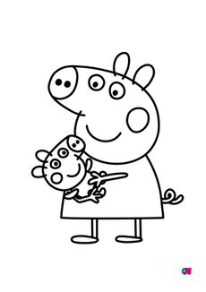 Coloriage Peppa Pig - Maman et George Pig