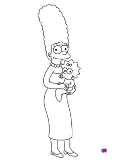 Coloriage Simpson - Marge et Maggie Simpson